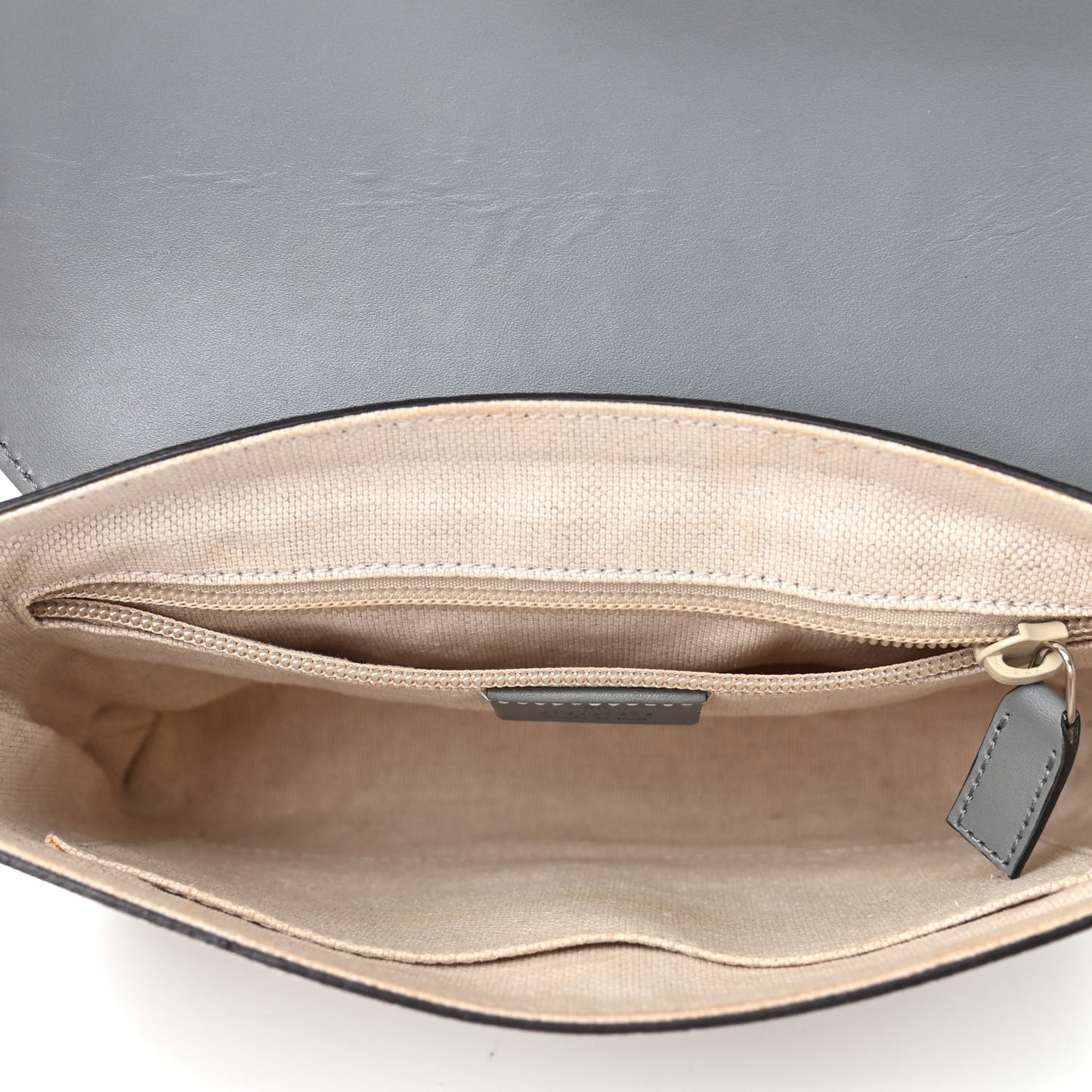 GG Supreme Monogram Selleria Calfskin Small Satchel Messenger Bag Ecru Grigio