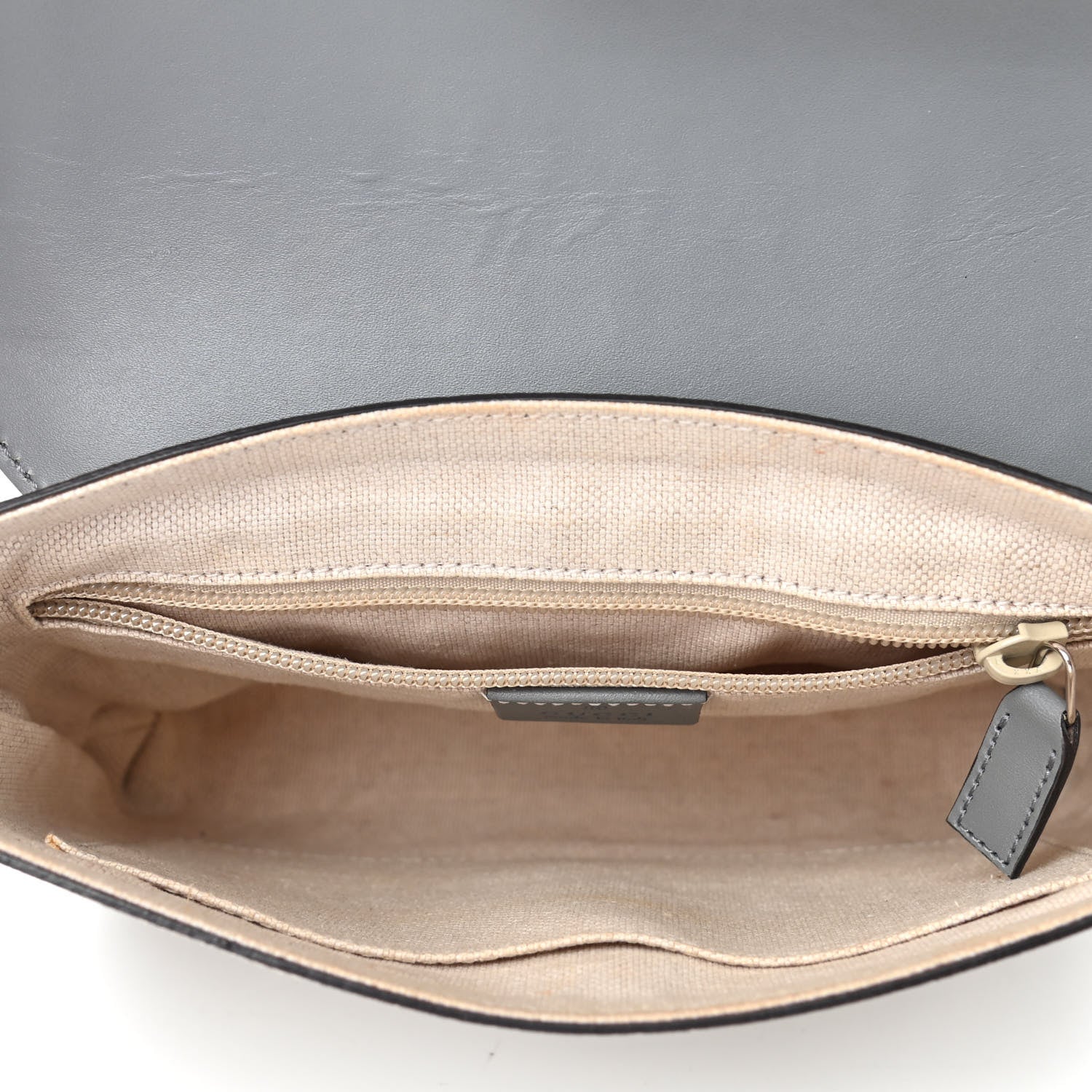 Gucci GG Supreme Monogram Selleria Calfskin Small Satchel Messenger Bag Ecru Grigio 4 of 6