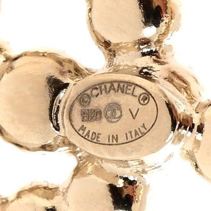 Chanel Crystal Pearl Logo Brooch Gold 3 of 4