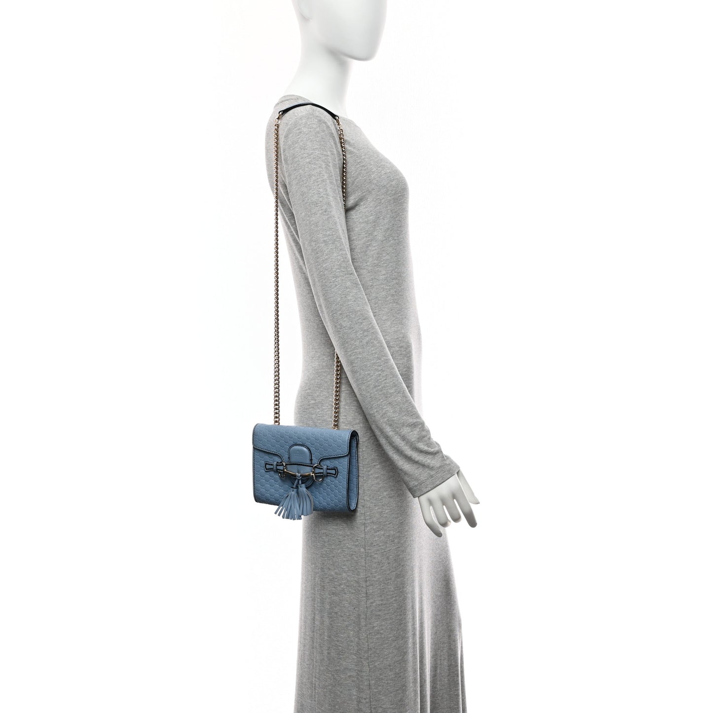 Soft Microguccissima Mini Emily Chain Shoulder Bag Mineral Blue