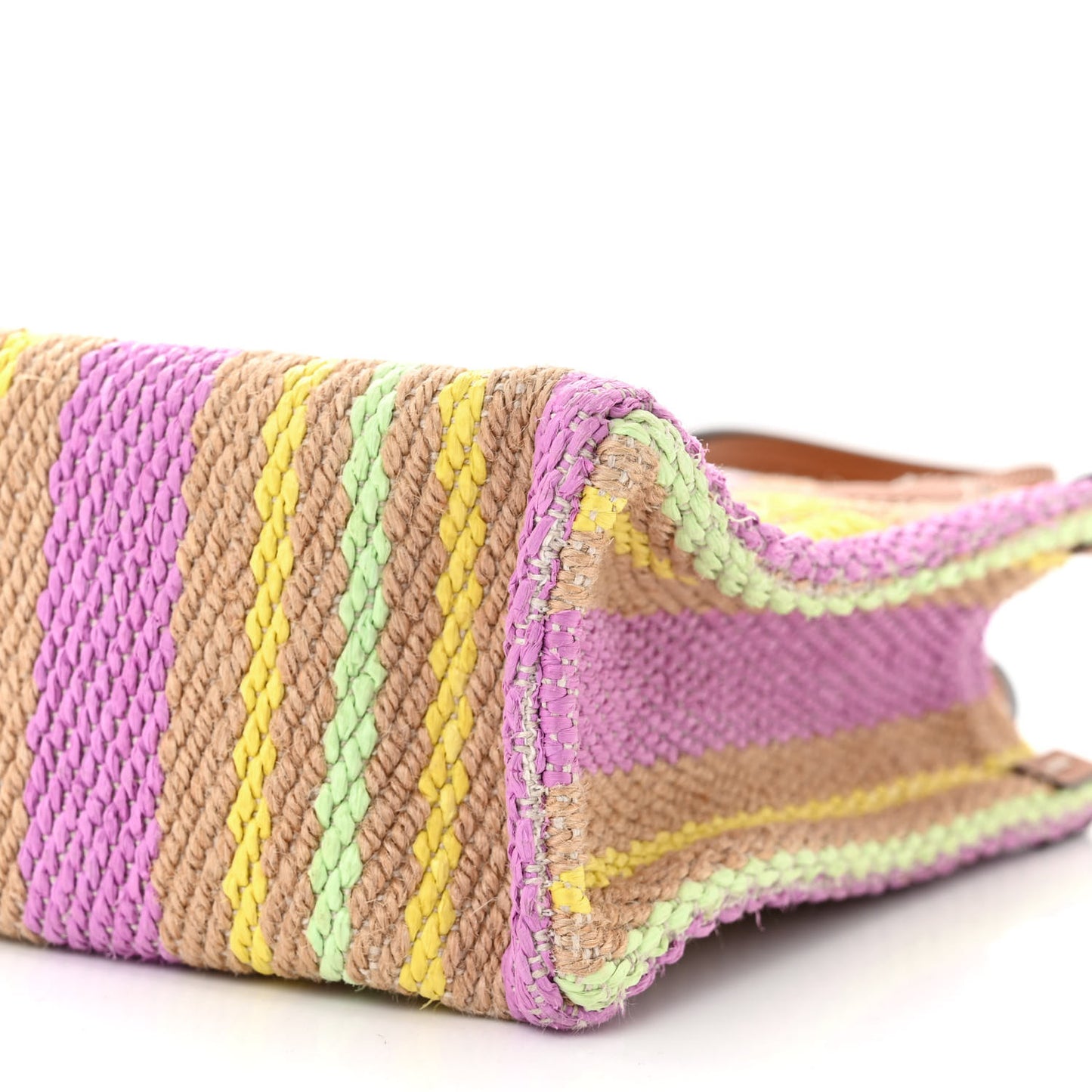 Calfskin Jute Logo Embroidered Super Mini Vertical Tote Multicolor