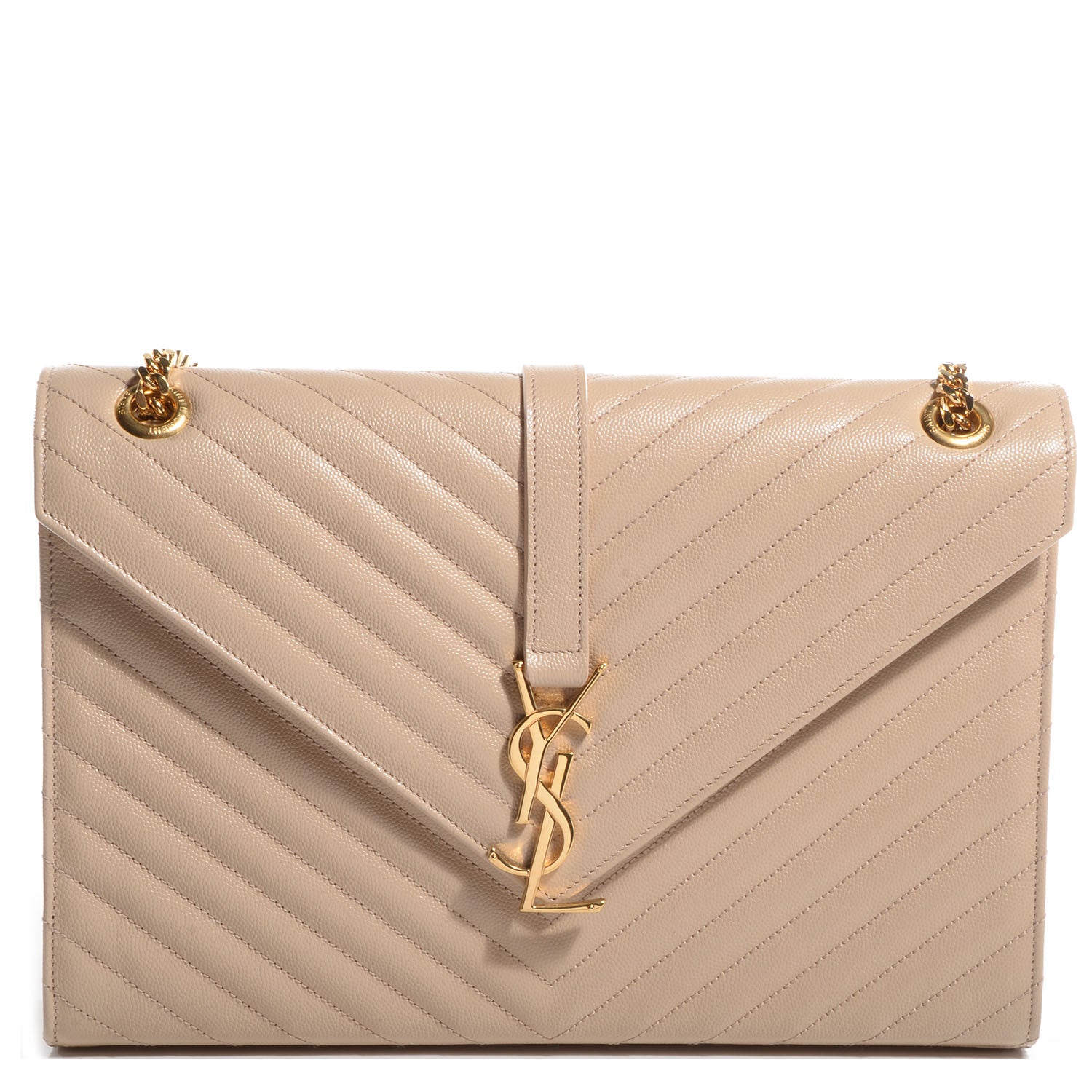 Saint Laurent Matelasse Chevron Monogramme Large Satchel Beige 1 of 9
