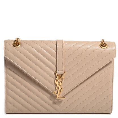Saint Laurent Matelasse Chevron Monogramme Large Satchel Beige 1 of 9