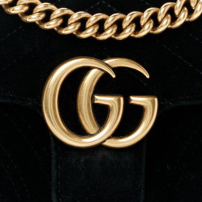 Gucci Velvet Matelasse Mini GG Marmont Shoulder Bag Black 8 of 10