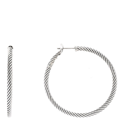 David Yurman Sterling Silver Medium Cable Classics Hoop Earrings 1 of 4