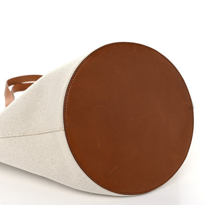 Saint Laurent Linen Calfskin Rive Gauche Tote Greggio Brick 8 of 9