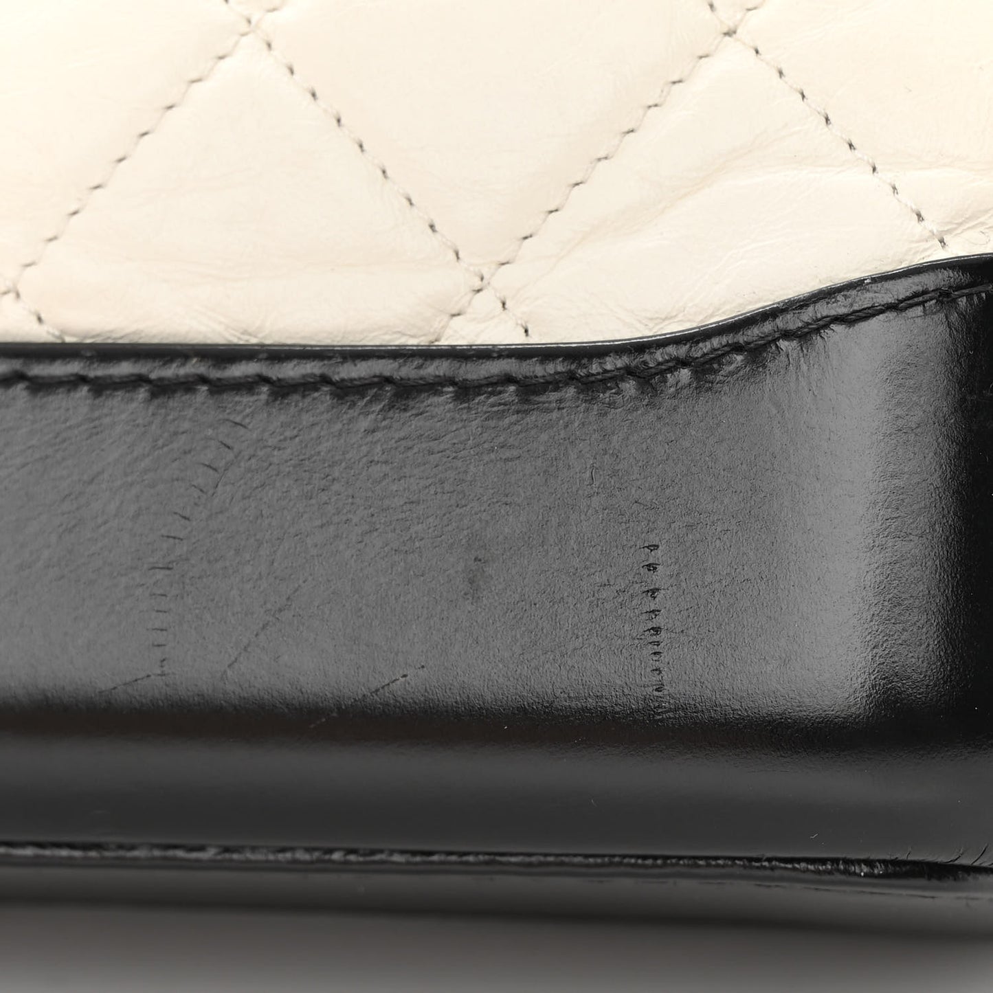 Aged Calfskin Quilted Small Gabrielle Hobo Black White