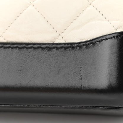 Chanel Aged Calfskin Quilted Small Gabrielle Hobo Black White 12 of 15