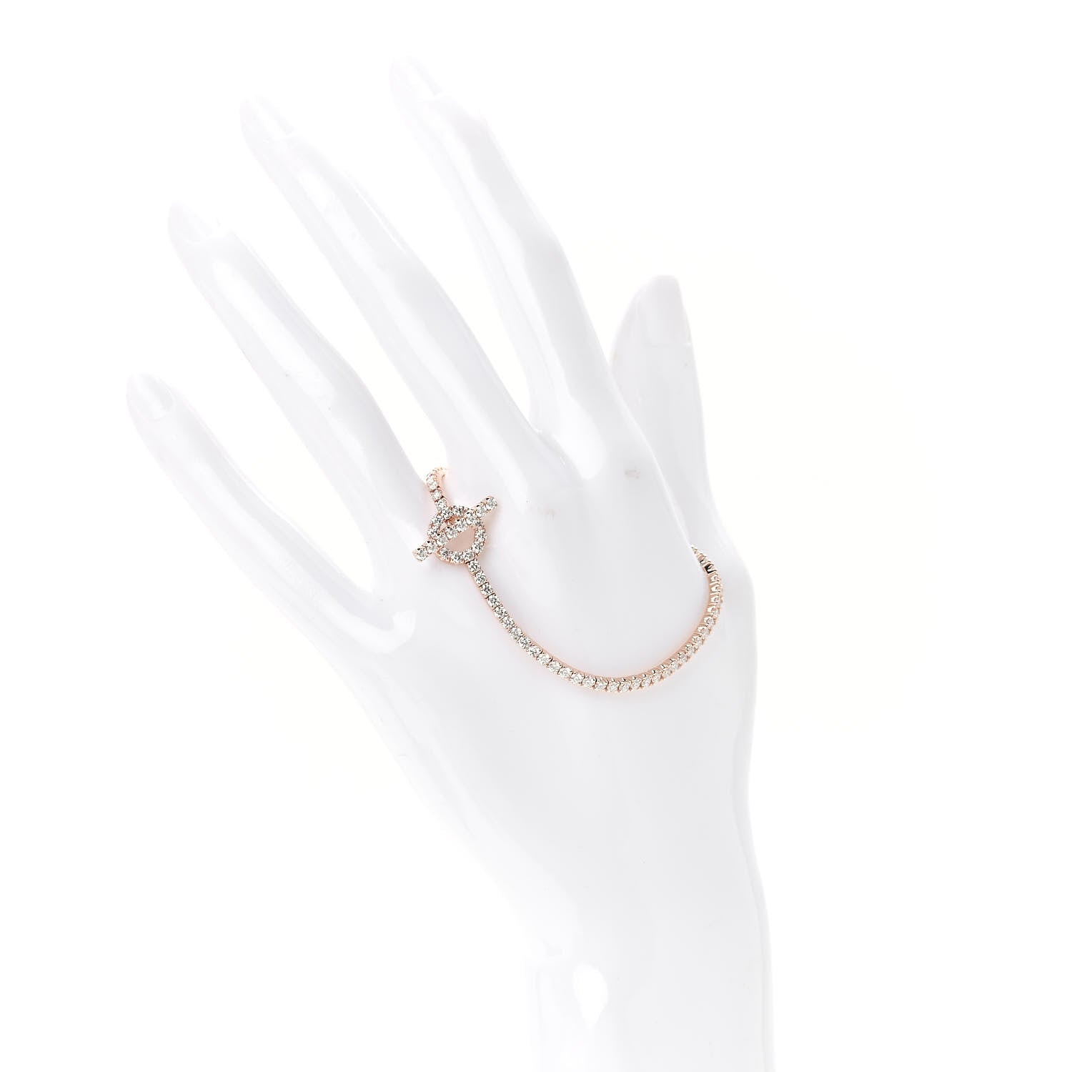Hermes 18K Rose Gold Diamond Finesse Link Bracelet SH 2 of 5