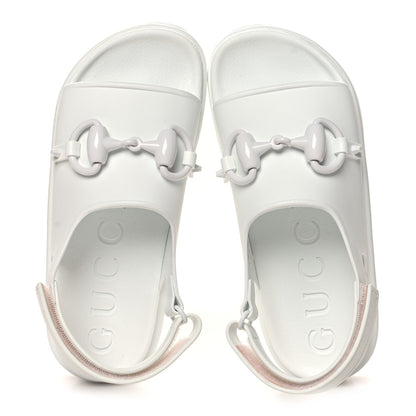 Gucci Soft Rubber Horsebit Touch Womens Strapped Sandals 37 Great White 2 of 9