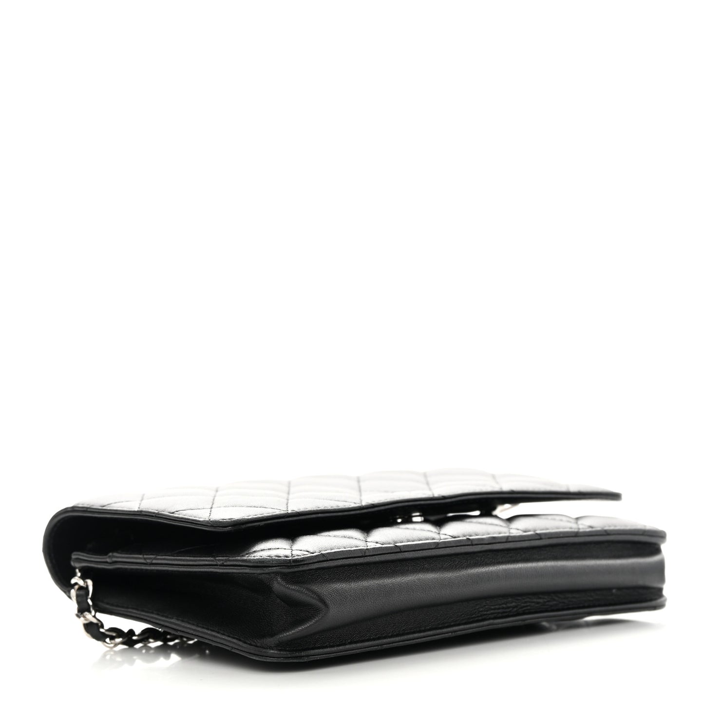 Lambskin Quilted Wallet On Chain WOC Black