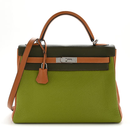 Hermes Fjord Togo Tri-Color Kelly Retourne 32 Vert Anis Gold Vert Olive 1 of 15