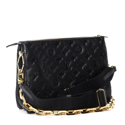 Louis Vuitton Lambskin Embossed Monogram Coussin PM Black 3 of 12