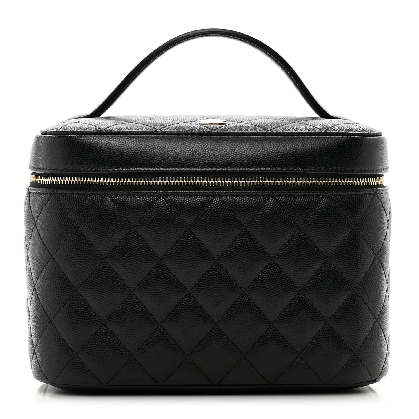 Caviar Quilted Large Vanity Pouch Black