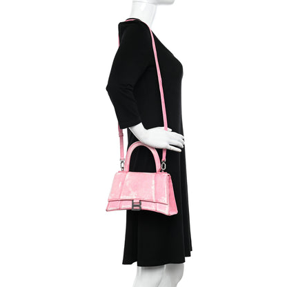 Balenciaga Nappa Denim Printed Small Hourglass Top Handle Bag Denim Pink 2 of 10