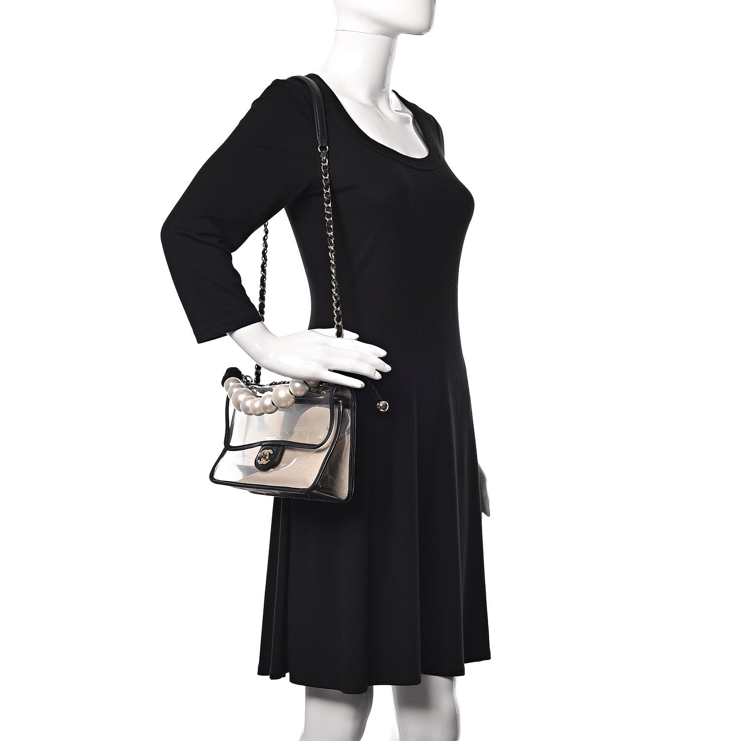 Chanel Lambskin PVC Sand By The Sea Flap With Pearl Strap Black 2 of 10