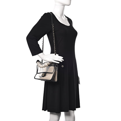 Chanel Lambskin PVC Sand By The Sea Flap With Pearl Strap Black 2 of 10
