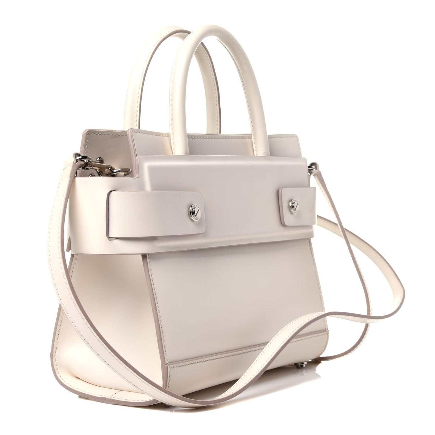 Grained Calfskin Mini Horizon Satchel Off White