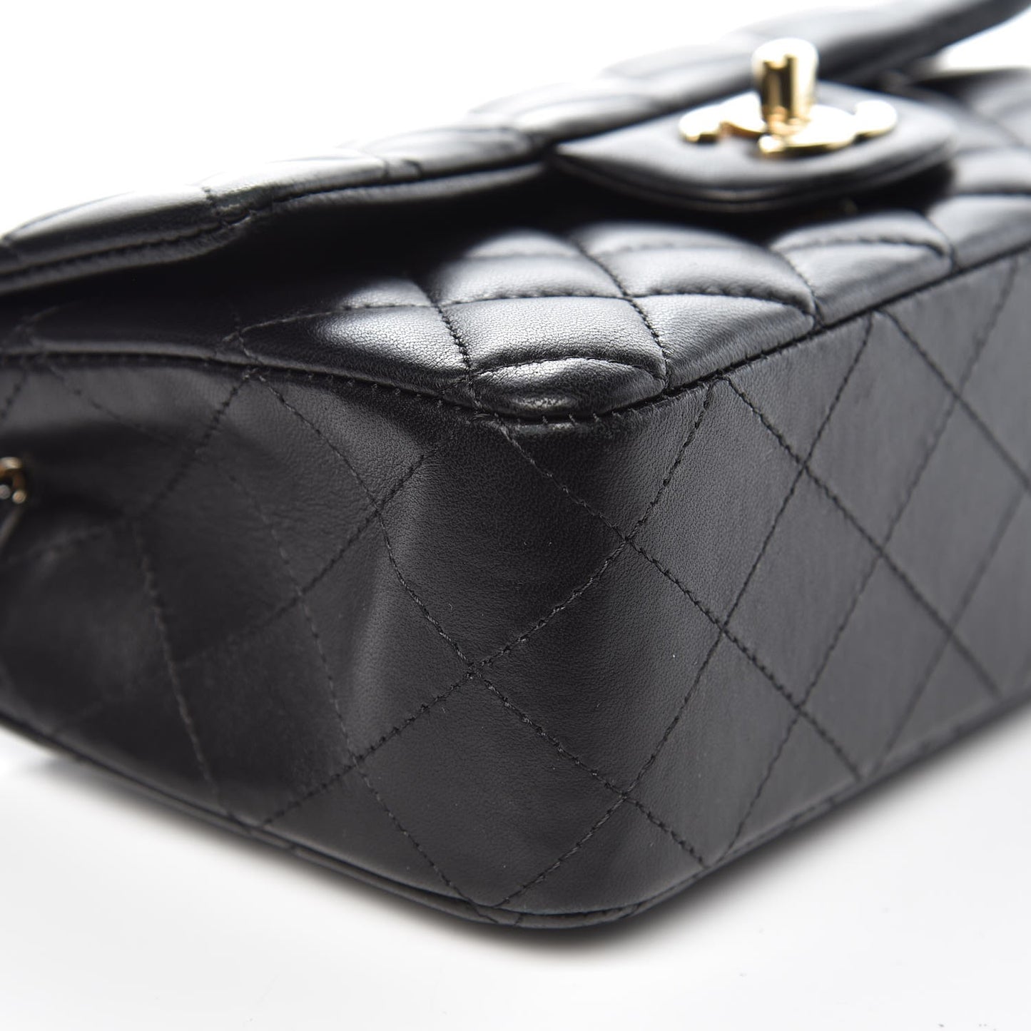 Lambskin Quilted Mini Rectangular Flap Black