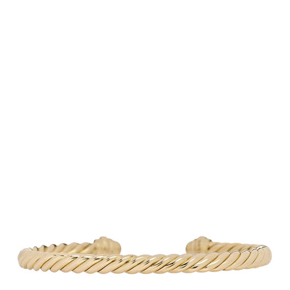David Yurman 18K Yellow Gold Diamond 4.5mm Renaissance Oval Cablespira Bracelet 2 of 3