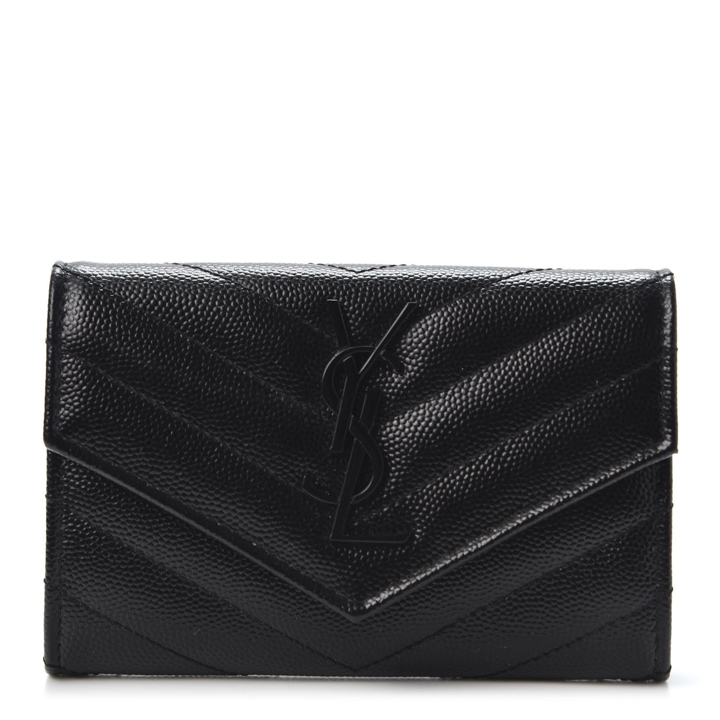 Grain De Poudre Matelasse Chevron Small Monogram Envelope Wallet Black