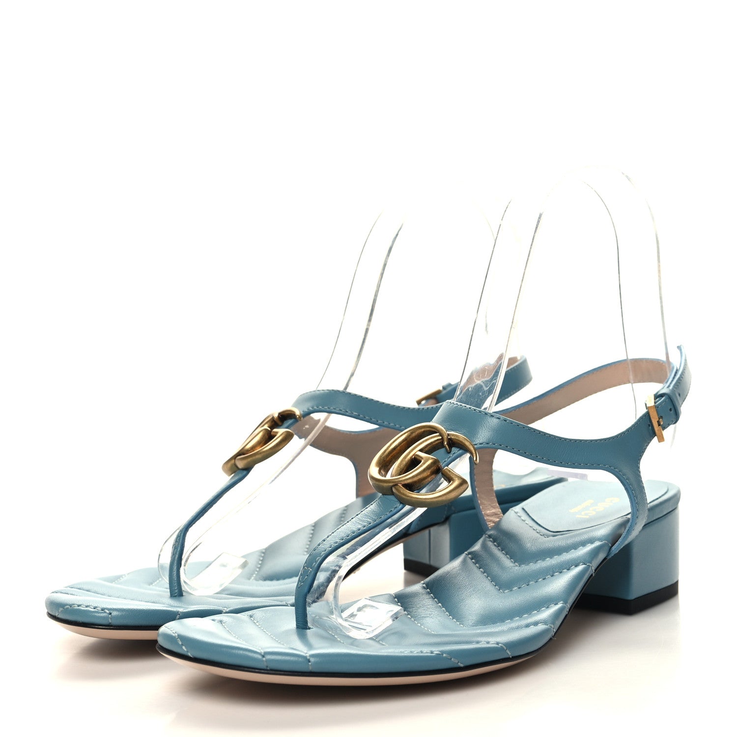 Gucci Nappa Matelasse Double G 35mm Thong Sandals 35.5 Sweet Blue 3 of 7