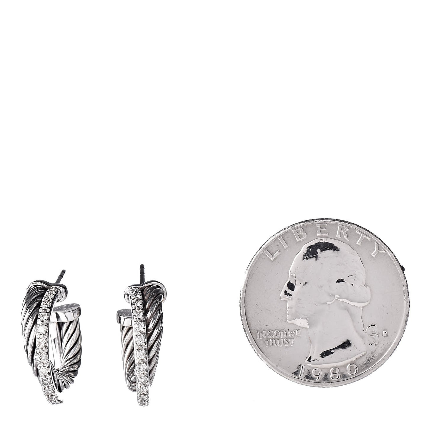 Sterling Silver Diamond Extra Small Crossover Hoop Earrings