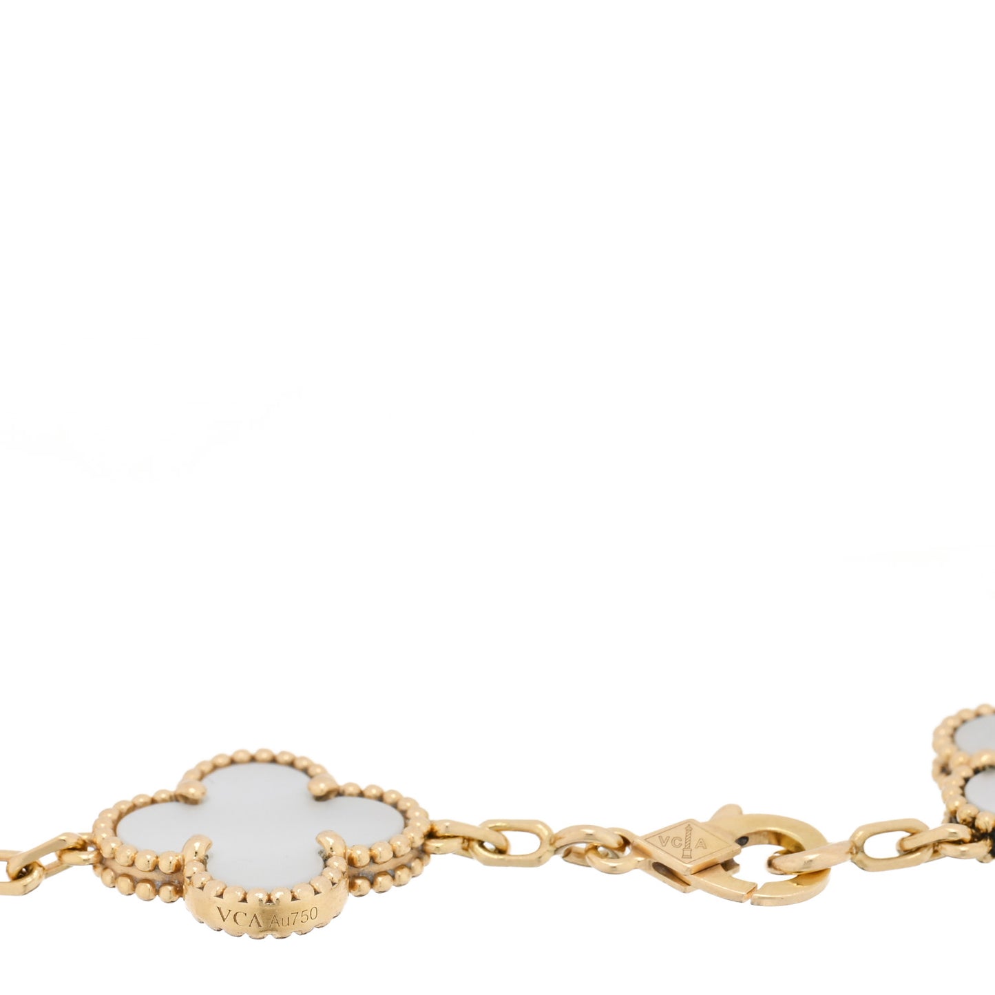 18K Yellow Gold Mother of Pearl 5 Motifs Vintage Alhambra Bracelet