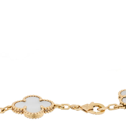 Van Cleef & Arpels 18K Yellow Gold Mother of Pearl 5 Motifs Vintage Alhambra Bracelet 3 of 4