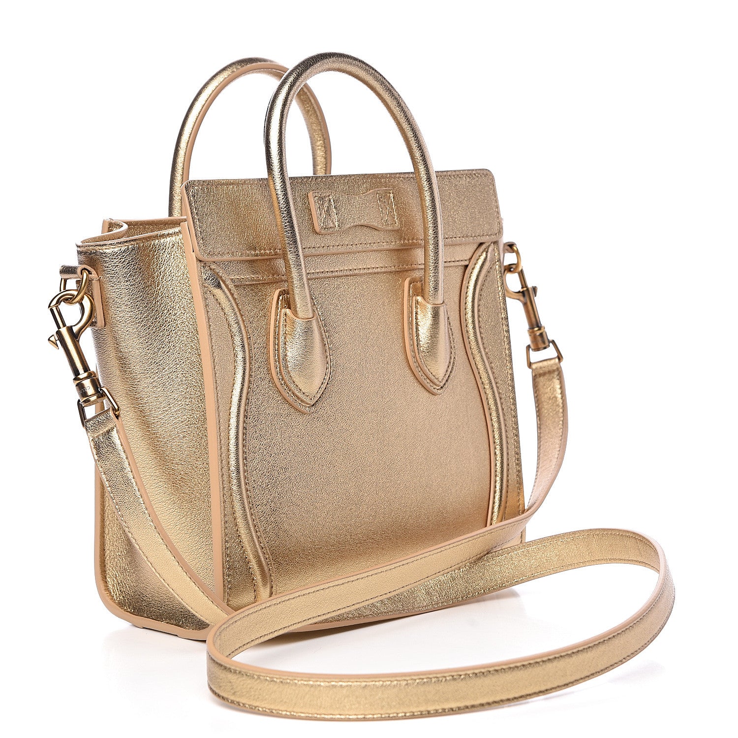 Celine Laminated Lambskin Nano Luggage Gold 3 of 11