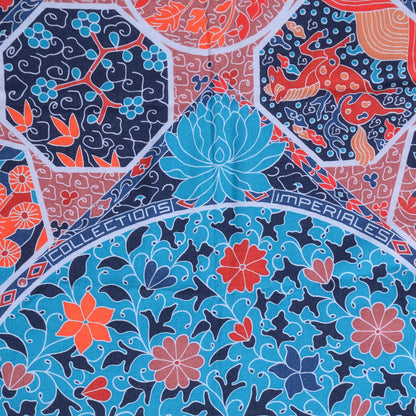 Hermes Cashmere Silk Collections Imperiales Shawl 140 Orange Bleu Brique 5 of 5