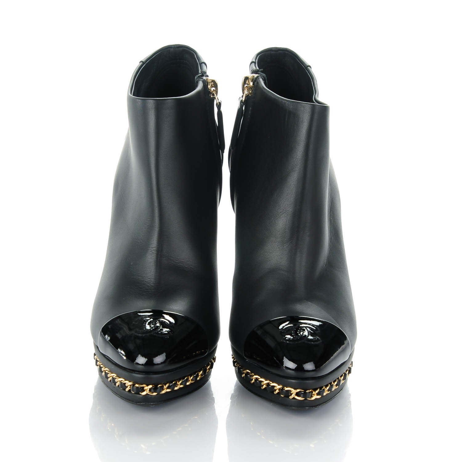 Chanel Lambskin Platform Chain Ankle Boots 35 Black 2 of 9