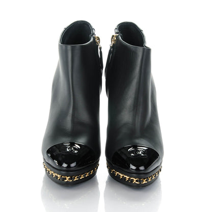 Chanel Lambskin Platform Chain Ankle Boots 35 Black 2 of 9