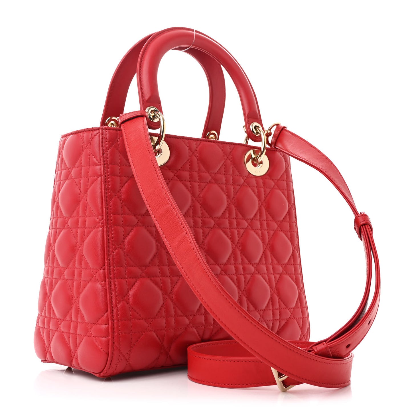 Lambskin Cannage Medium Lady Dior Red
