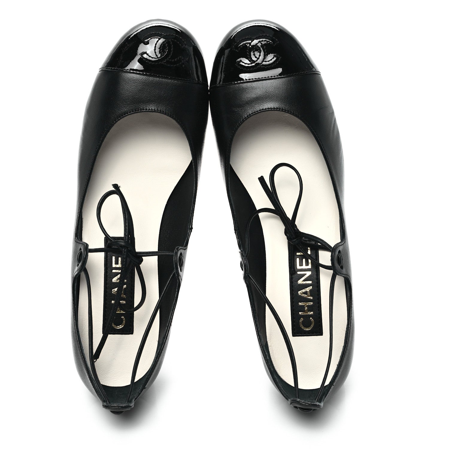 Chanel Lambskin Patent Cap Toe CC Mary Jane Pumps 38 Black 2 of 10
