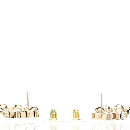Chanel Crystal Pearl CC Door Knocker Hoop Earrings Gold Pearly White 4 of 6
