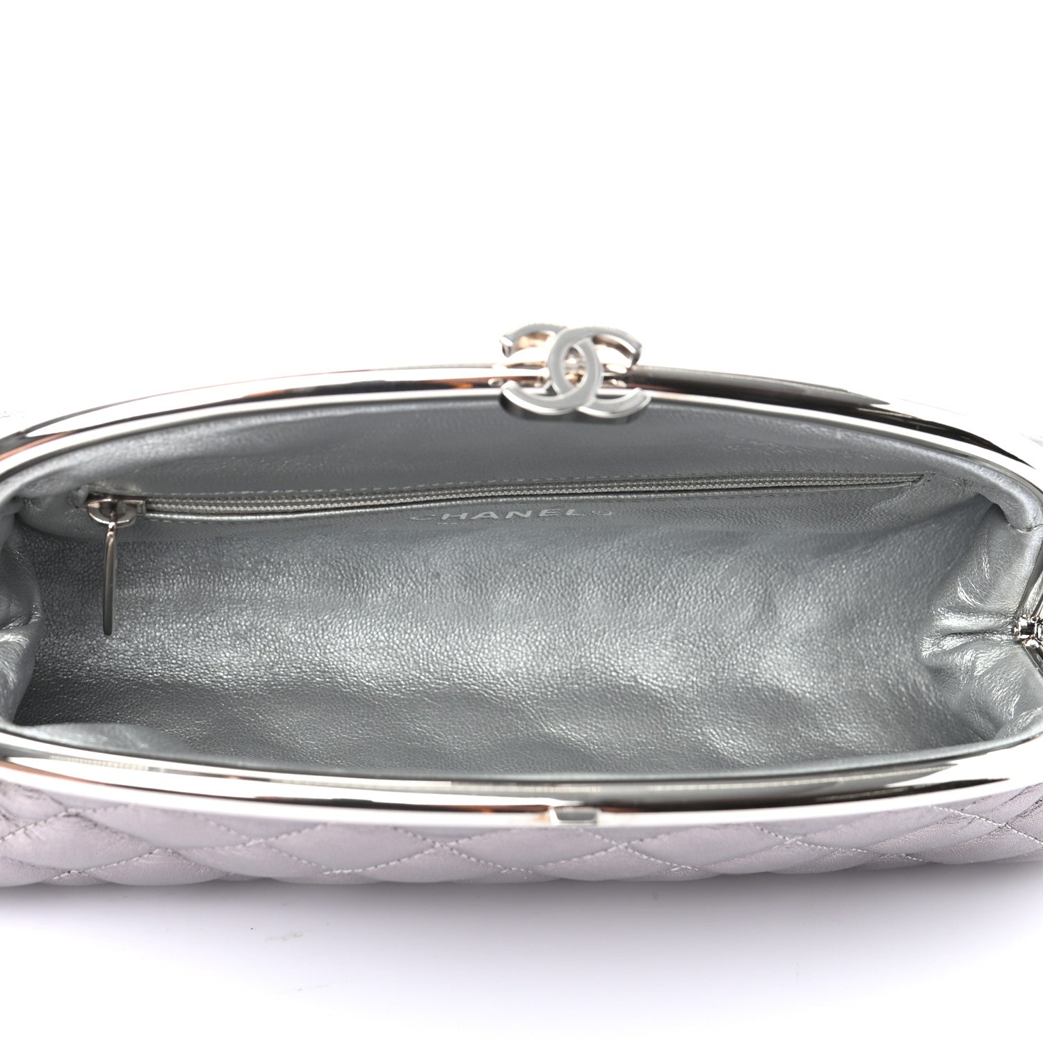 Chanel Metallic Aged Calfskin Quilted Timeless Clutch Silver 4 of 6