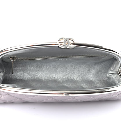Chanel Metallic Aged Calfskin Quilted Timeless Clutch Silver 4 of 6