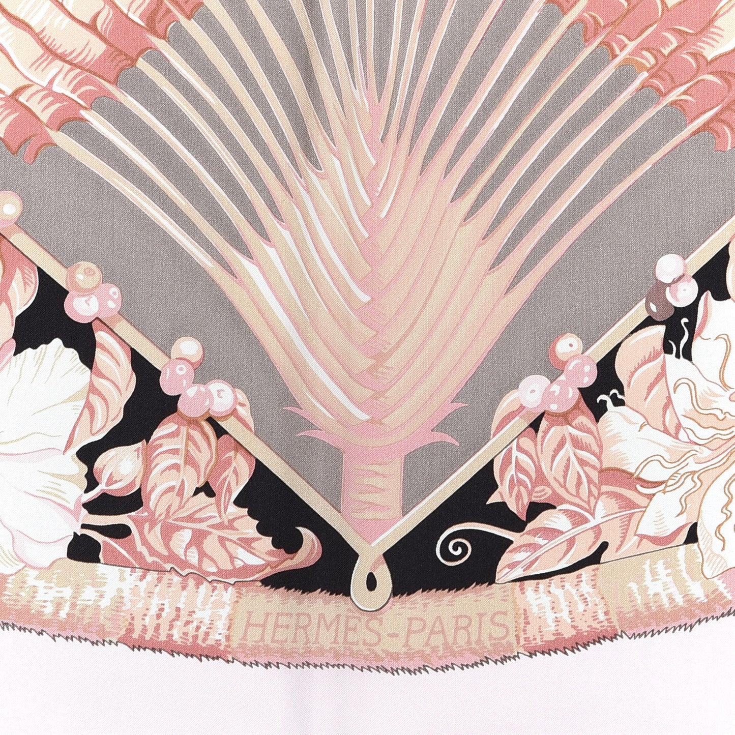Silk Aloha Scarf 90 Rose Poudre Bleu Beige