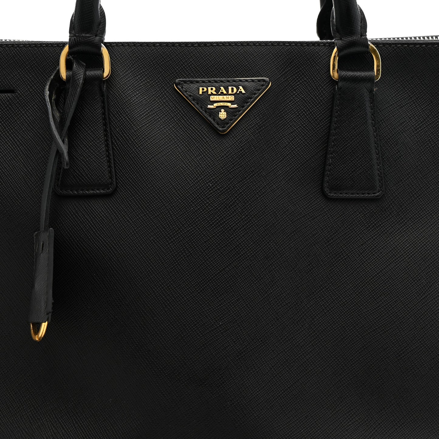 Saffiano Lux Medium Double Zip Black