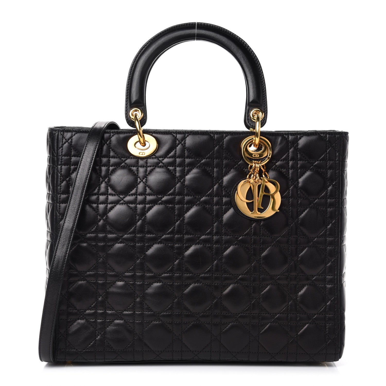 Christian Dior Lambskin Cannage Large Lady Dior Black 1 of 12