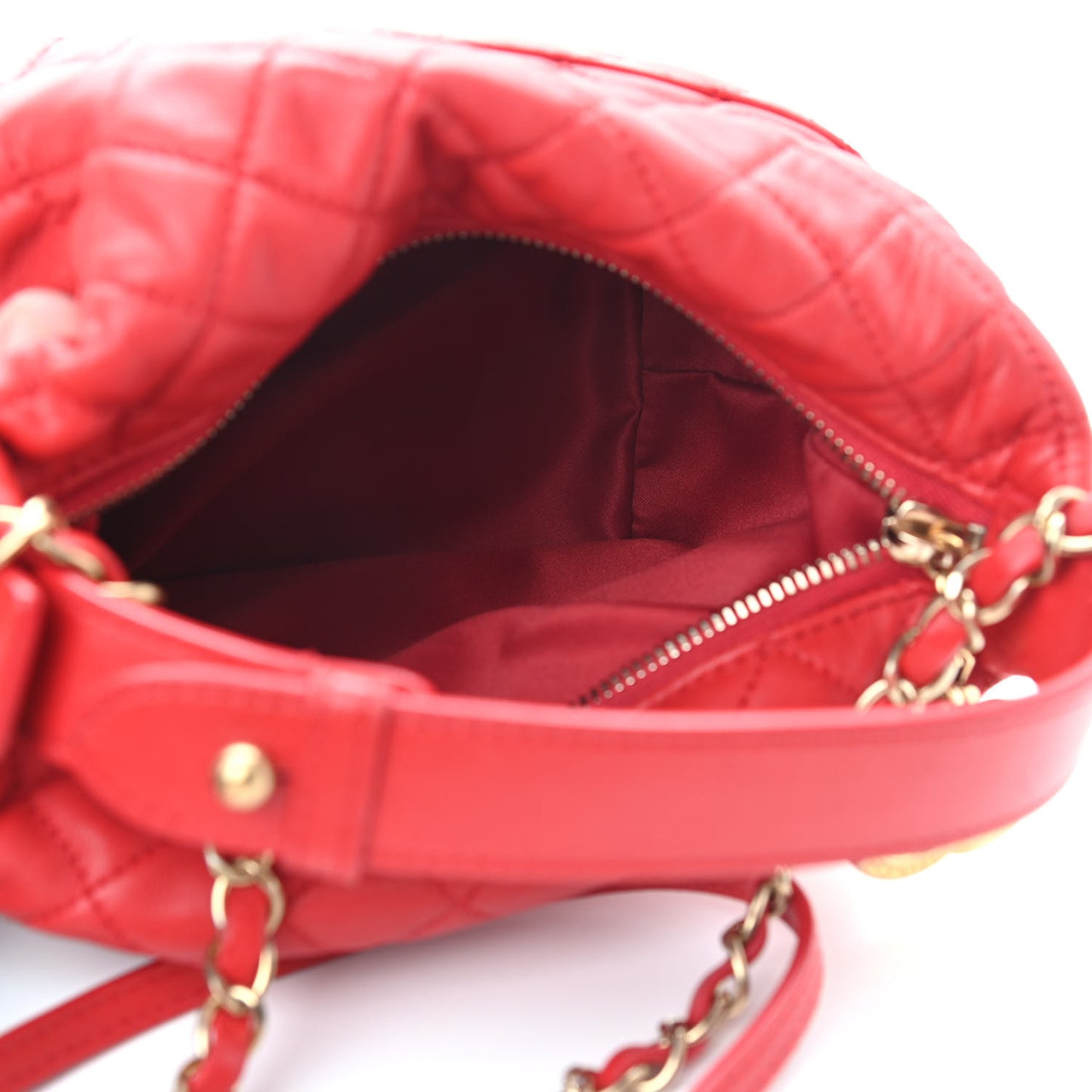 Lambskin Quilted Small Hobo Red