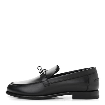 Hermes Calfskin Womens Destin Loafers 36 Black 1 of 9