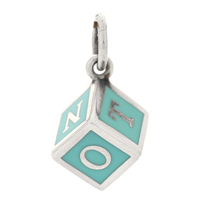 Tiffany Sterling Silver Enamel Baby Block Cube Charm Blue 1 of 3