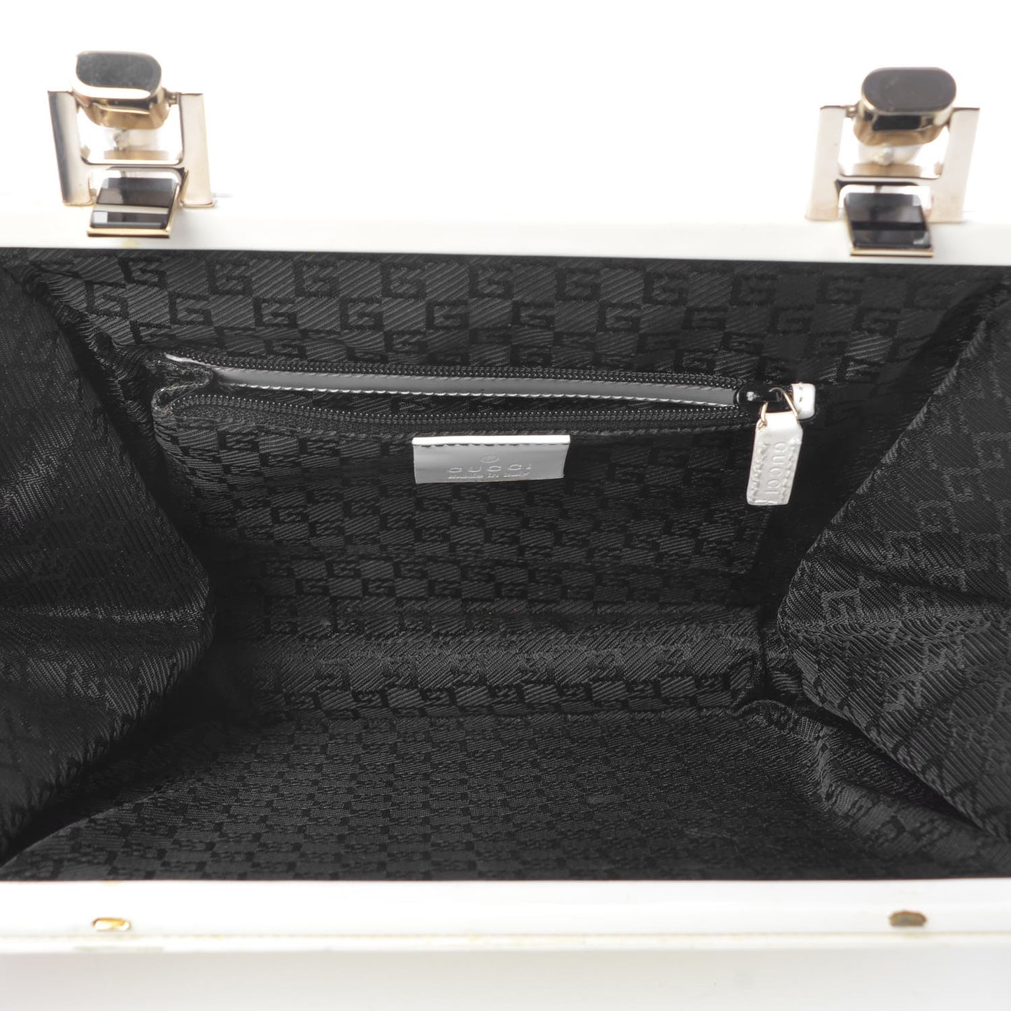 Calfskin Framed Evening Bag White