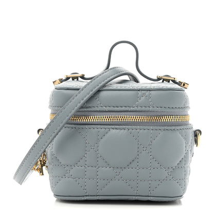 Christian Dior Lambskin Cannage Micro Lady Dior Vanity Case Cloud Blue 1 of 10