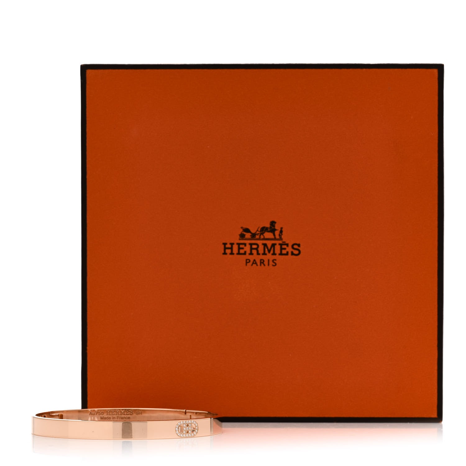 Hermes 18K Rose Gold Diamond PM H D'Ancre Bracelet SH 4 of 4