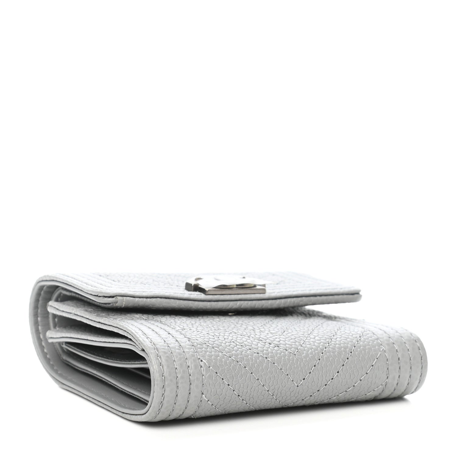 Chanel Caviar Chevron Quilted Boy Compact Wallet Grey 4 of 8