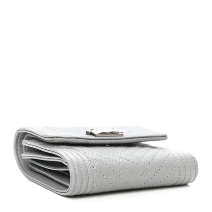 Chanel Caviar Chevron Quilted Boy Compact Wallet Grey 4 of 8