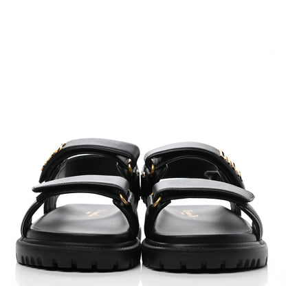 Christian Dior Lambskin Dioract Sandals 36.5 36 Black 2 of 7